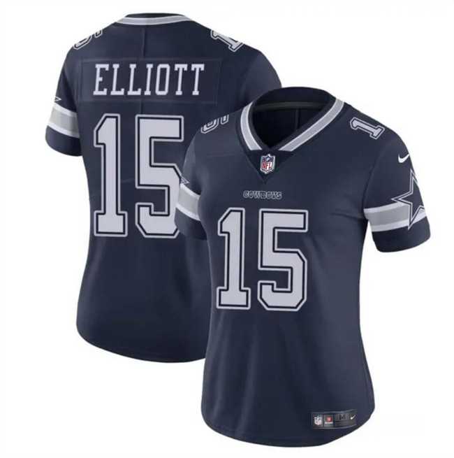 Womens Dallas Cowboys #15 Ezekiel Elliott Navy Vapor Limited Football Stitched Jersey Dzhi